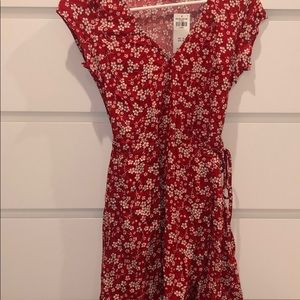 RED WRAP AROUND DRESS